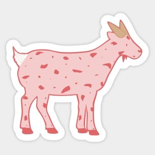 Strawberry Ice Cream Goat (pink background) Sticker